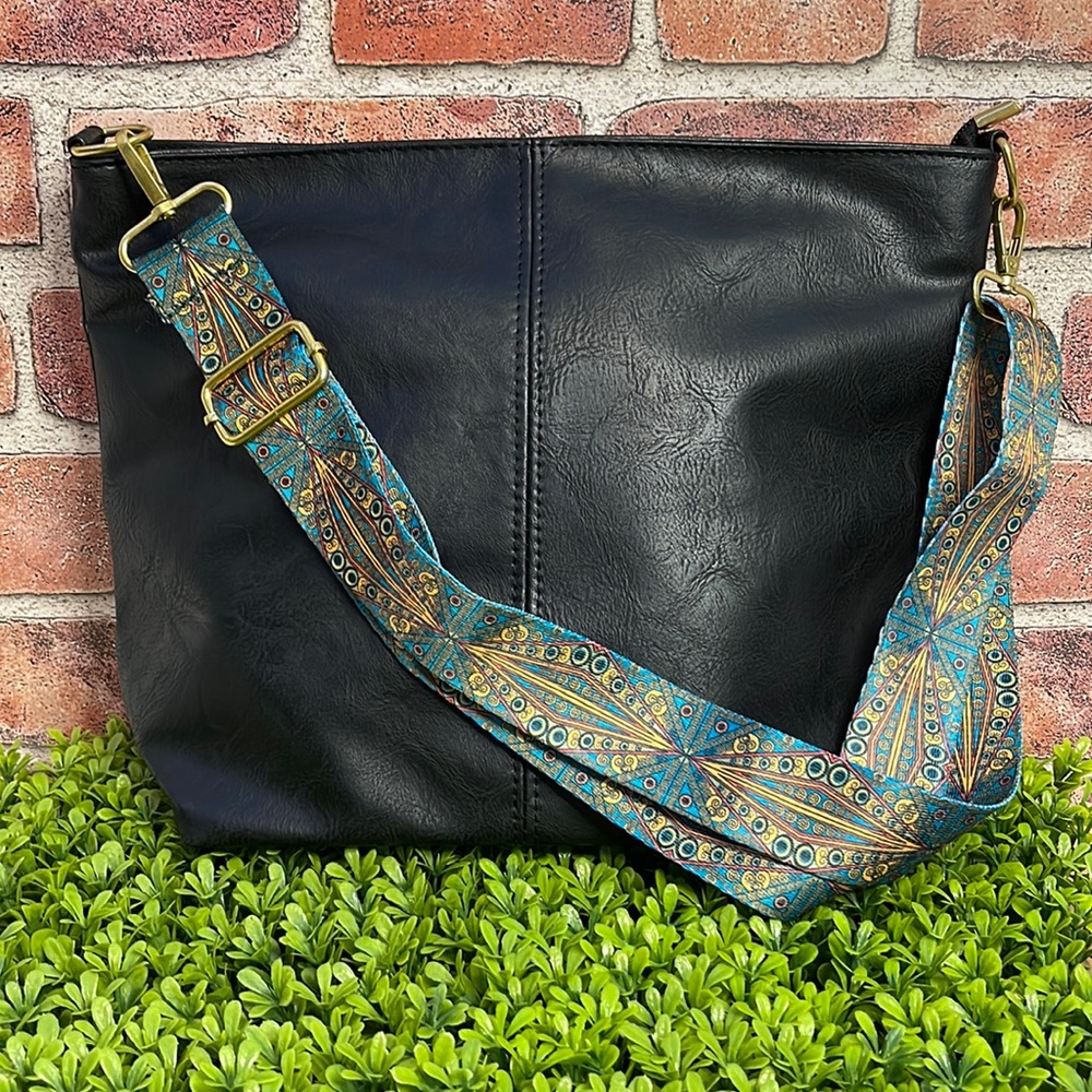 Black Crossbody Handbag with Adjustable Strap
